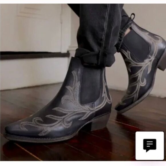 Free People | Boots Wayward Black Embroidered Western Booties - Picture 2 of 14